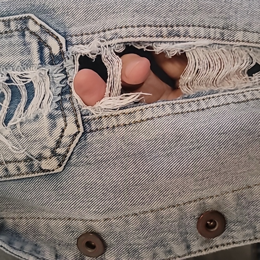Chiqle Distressed Denim Jacket - Picture 6 of 9